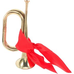 BESTYASH Bugle Trumpet Brass Wind Instrument for Beginners School Band Marching Military Signal Horn with Red Scarf, Metal Brass Musical Instrument for Teen Players in Kuwait