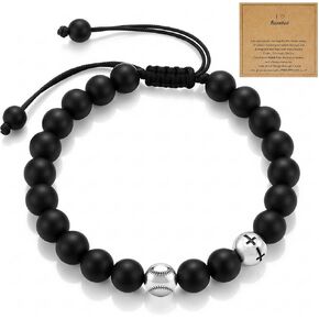 Sports Bracelets for Him Men Teen, Soccer Football Basketball Baseball MVP Bracelet Gift for Men, Cross Beaded Bracelet Gifts for Game Day Birthday Christmas, Sport Fan Team Players Gift in Kuwait