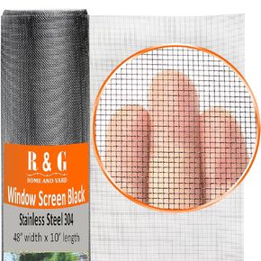 48 in X 50 FT Stainless Steel 304 Pet Proof Screen Mesh, R & G Home and Yard Heavy Duty Insect Screen for Window Screen/Door Screen/Patio Screen Replacement - 18 Mesh .009" Diameter Wire in Kuwait
