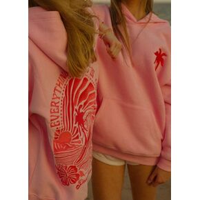 Pink Palm Puff "Everything Comes in Waves" Hoodie in Pink in Kuwait