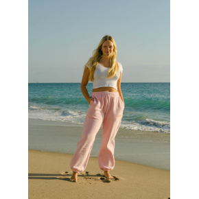 Pink Palm Puff Puff Sweatpants in Pink in Kuwait