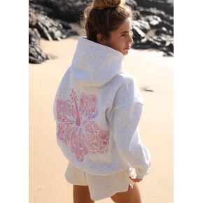 Pink Palm Puff "Hawaii Hibiscus" Hoodie in Heather Cloud in Kuwait