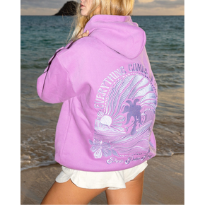 Pink Palm Puff "Everything Comes in Waves" Hoodie in Açai in Kuwait