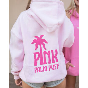 Pink Palm Puff Classic Puff Hoodie in Blush in Kuwait