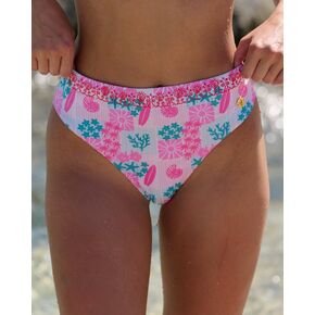 Pink Palm Puff Vela Bottom (Full Coverage) in Coral Crush in Kuwait