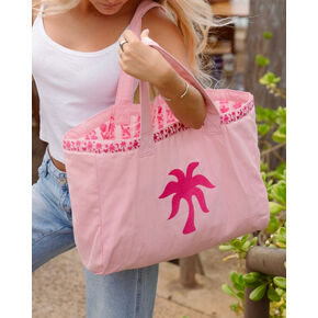 Pink Palm Puff Couture Carryall in Blush Bay (Reversible) in Kuwait