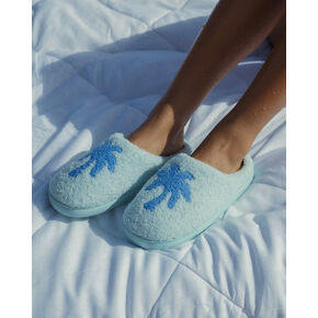 Pink Palm Puff Malibu Slippers in Seabreeze in Kuwait