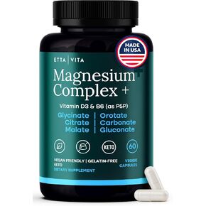 مركب جليسينات المغنيسيوم (7 في 1) 500 مجم مع D3 وB6 P5P - مزيج متعدد الأشكال مع الجليسينات والسيترات والمالات والتورات والغلوكونات والكربونات والأوروتات - يدعم النوم وصحة العضلات [خالٍ من الأكسيد] in Kuwait