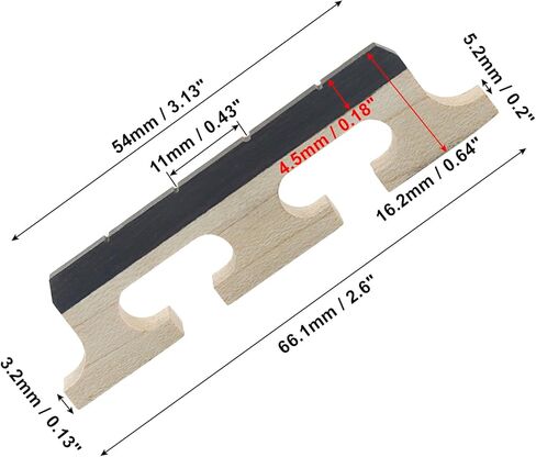 4-String Banjo Bridge, Ebony Maple Composite Replacement with Dual-Pivot Design for Enhanced Acoustic Performance in Saudi Arabia