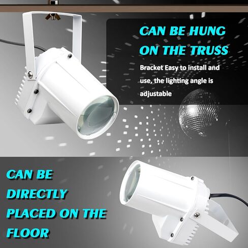 Disco Ball Light, 3W Led White PinSpot for Light up Mirro Ball, Pin spot DJ Stage Lights (White Shell) in Kuwait