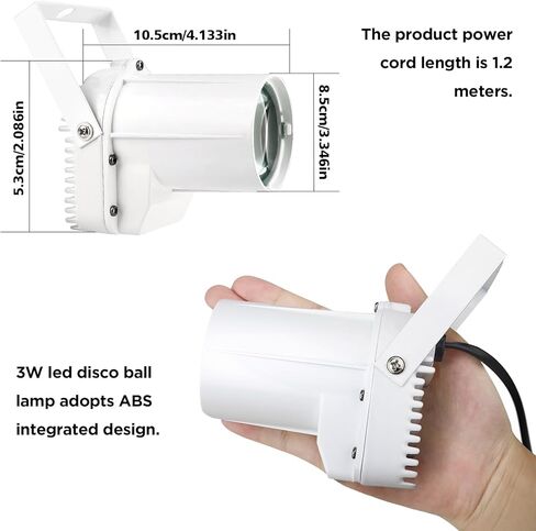 Disco Ball Light, 3W Led White PinSpot for Light up Mirro Ball, Pin spot DJ Stage Lights (White Shell) in Kuwait