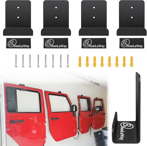 Removable Door Storage Hanger with Rubber Pads Wall Mount Heavy Duty Door Hanger Storage Holder Bracket Rack Fit for 1956-2025 Jeep Wrangler CJ YJ TJ LJ JK JKU JL JLU & Gladiator JT in Kuwait