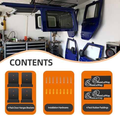Removable Door Storage Hanger with Rubber Pads Wall Mount Heavy Duty Door Hanger Storage Holder Bracket Rack Fit for 1956-2025 Jeep Wrangler CJ YJ TJ LJ JK JKU JL JLU & Gladiator JT in Kuwait
