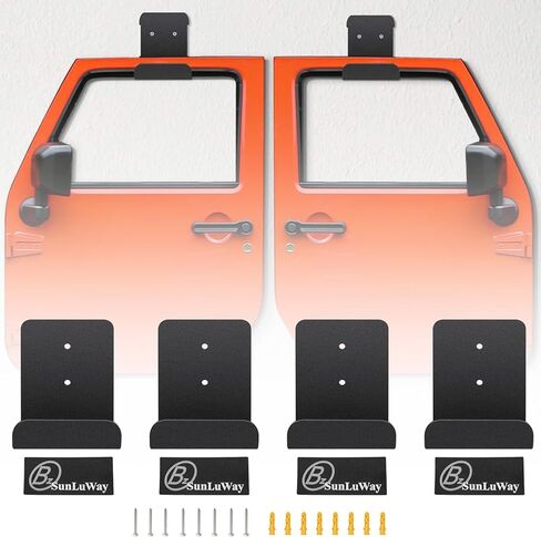 Removable Door Storage Hanger with Rubber Pads Wall Mount Heavy Duty Door Hanger Storage Holder Bracket Rack Fit for 1956-2025 Jeep Wrangler CJ YJ TJ LJ JK JKU JL JLU & Gladiator JT in Kuwait