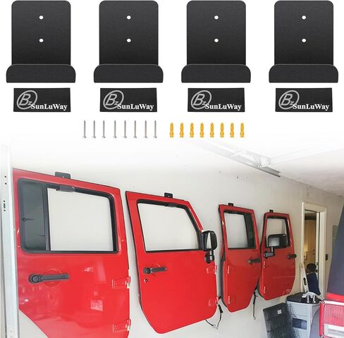 Removable Door Storage Hanger with Rubber Pads Wall Mount Heavy Duty Door Hanger Storage Holder Bracket Rack Fit for 1956-2025 Jeep Wrangler CJ YJ TJ LJ JK JKU JL JLU & Gladiator JT in Kuwait
