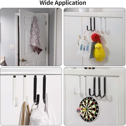 Over The Door Hook, 6 Pack Hanger Hooks with Rubber Cover Prevent Scratches Heavy Duty Organizer for Living Room,Bathroom, Dorm, Bedroom, Kitchen Hanging Clothes, Towels, Hats, Coats, Bags White in Saudi Arabia