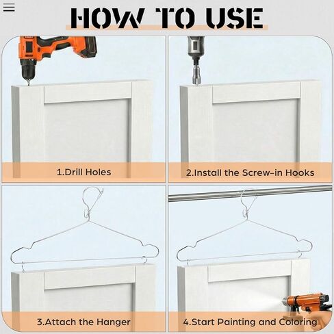 Sliner 24 Pack Cabinet Door Hangers for Spray Painting 15.7 Inch with 100 Screw-in Cup Hooks and 1 Wing Nut Driver Bit for Paint Hanger Drying, Cabinet Door Drying Rack Painter Tools DIY in Kuwait