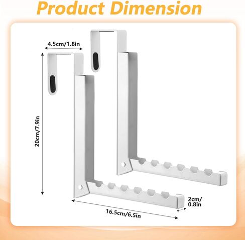 4 Pack Over The Door Hanger Hooks, Foldable 6 Grooves Drying Rack, Portable Storage Organizer Heavy Duty Hook for Clothes, Coats, Towels, White in Kuwait