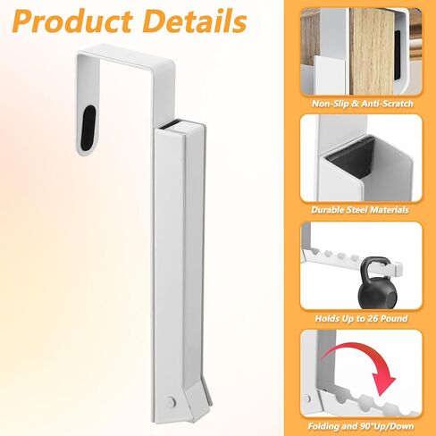 4 Pack Over The Door Hanger Hooks, Foldable 6 Grooves Drying Rack, Portable Storage Organizer Heavy Duty Hook for Clothes, Coats, Towels, White in Kuwait