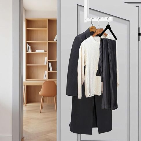 4 Pack Over The Door Hanger Hooks, Foldable 6 Grooves Drying Rack, Portable Storage Organizer Heavy Duty Hook for Clothes, Coats, Towels, White in Kuwait