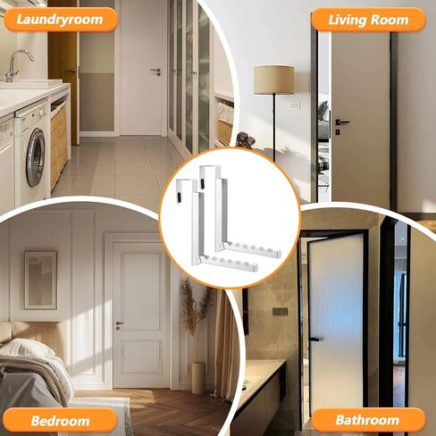 4 Pack Over The Door Hanger Hooks, Foldable 6 Grooves Drying Rack, Portable Storage Organizer Heavy Duty Hook for Clothes, Coats, Towels, White in Kuwait