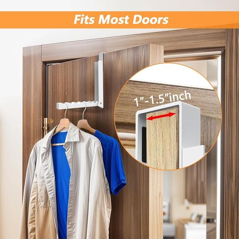 4 Pack Over The Door Hanger Hooks, Foldable 6 Grooves Drying Rack, Portable Storage Organizer Heavy Duty Hook for Clothes, Coats, Towels, White in Kuwait