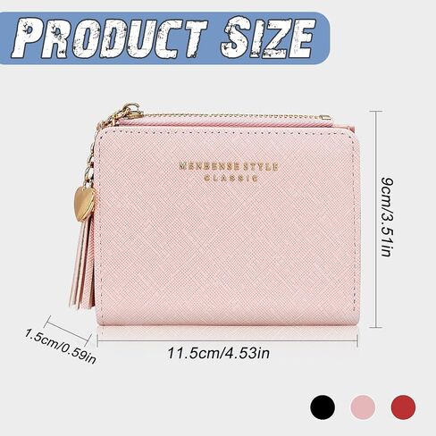 Women's Wallets, PU Leather Credit Card Holder Small Wallet for Women and Girls, Womens Wallet with Tassel for Travelling, Shopping, Dating (pink) in Kuwait