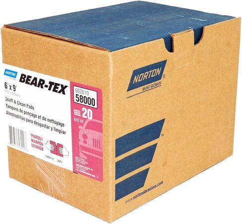 وسادة Norton 58000 شديدة التحمل Bear-Tex Maroon مقاس 6 × 9 بوصة (علبة مكونة من 20 قطعة) in Kuwait