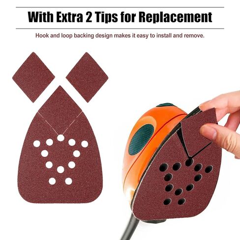 Mouse Detail Sander Sandpaper 20 Pcs, 100 Grit Hook and Loop Detail Sandpaper with 2 Replacement Tips, 12 Hole Sanding Sheets for Metal Woodworking Grinding Polishing in Saudi Arabia