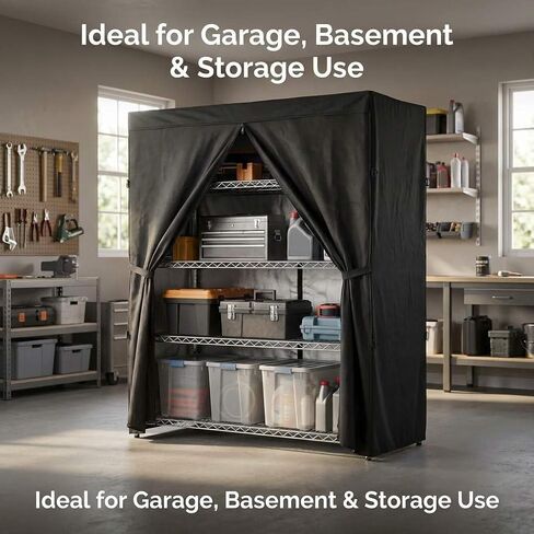 QWORK High Density Waterproof/Dustproof Storage Shelf Cover, Fits Racks 48"L x 19"D x 72"H - 1 Pack (Black) in Saudi Arabia