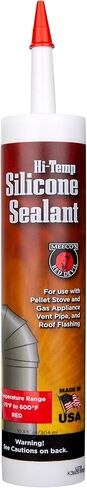 Meeco's Red Devil 613C Red High-Temperature Silicone Sealant for Pellet Stove Flues & Gas Vent Pipes (10.3 fl oz Cartridge) - Ready to Use - Made in The USA in Kuwait