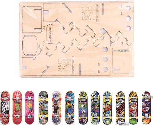 Wooden Fingerboard Display Stand, Holds 6 Mini Finger Skateboards, Compatible with Tech Deck, Collection Organizer for Displaying and Storing in Kuwait