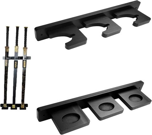 Vertical Katana Wall Mount Holder, Adjustable Samurai Sword Wall Hanger, Bamboo Slanted Display Rack for Wakizashi Ninja Tanto Spear Blade Collection, 1-slot in Kuwait