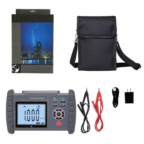 Digital Milliohm Meter DC Low Resistance Tester Measurement with ≤8W Power Controllable Backlight 500 Data Storage for Ground Beam/Cabinet Metal Component Resistance Tests in Saudi Arabia
