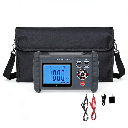 Digital Milliohm Meter DC Low Resistance Tester Measurement with ≤8W Power Controllable Backlight 500 Data Storage for Ground Beam/Cabinet Metal Component Resistance Tests in Saudi Arabia