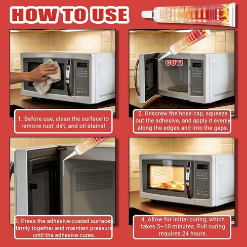 Transparent Heat Resistant Glue, Heat Resistant Silicone, 50ml X 2 Pack, High Temperature Silicone Sealant for Oven Door for Sealing Glass Cooktops, Fireplace Surrounds Kitchen Fittings in Saudi Arabia