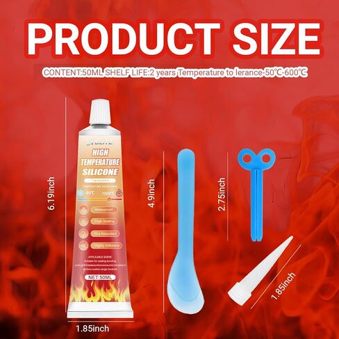 Transparent Heat Resistant Glue, Heat Resistant Silicone, 50ml X 2 Pack, High Temperature Silicone Sealant for Oven Door for Sealing Glass Cooktops, Fireplace Surrounds Kitchen Fittings in Saudi Arabia