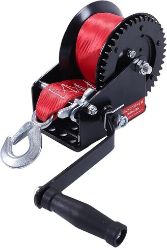 1600LBS Heavy Duty Boat Trailer Winch, Manual Hand Winch, 26ft X 2in Strap with 4.1:1 Gear Ratio, Ideal for Trailers, Trucks, ATVs, Boats, Jet Skis in Kuwait