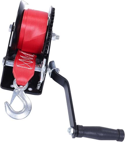 1600LBS Heavy Duty Boat Trailer Winch, Manual Hand Winch, 26ft X 2in Strap with 4.1:1 Gear Ratio, Ideal for Trailers, Trucks, ATVs, Boats, Jet Skis in Kuwait