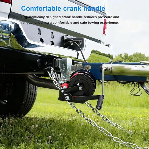 1600LBS Heavy Duty Boat Trailer Winch, Manual Hand Winch, 26ft X 2in Strap with 4.1:1 Gear Ratio, Ideal for Trailers, Trucks, ATVs, Boats, Jet Skis in Kuwait