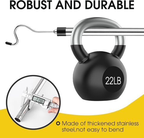 عمود خطاف الملابس، قابل للتمديد من 35 بوصة إلى 50 بوصة من الفولاذ المقاوم للصدأ مع خطاف على شكل حرف S لتعليق الملابس والنباتات والأضواء in Kuwait