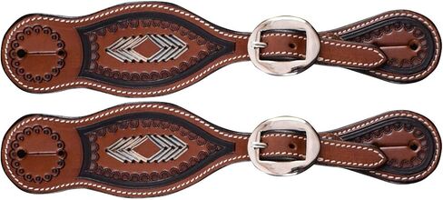 Showman Youth Embossed Argentina Cow Leather Spur Straps in Kuwait