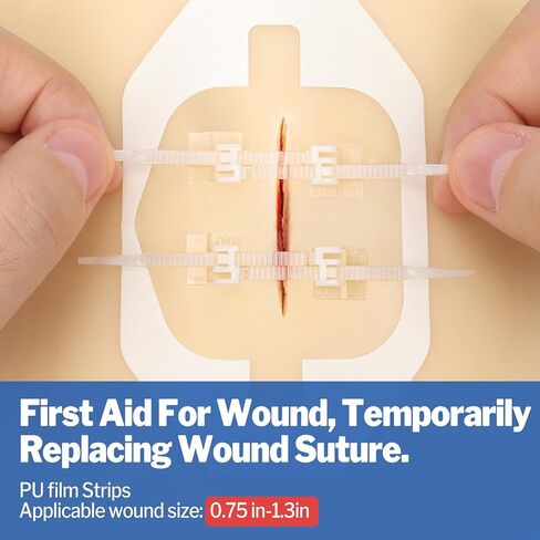 AZEN 16 حزمة شرائط إغلاق الجروح، 4 أنواع من ضمادات الفراشة، مجموعة إغلاق التمزق في حالات الطوارئ، إصلاح الجروح بدون غرز، جهاز إغلاق الجروح بسحاب سريع in Kuwait