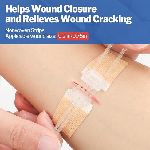 AZEN 16 حزمة شرائط إغلاق الجروح، 4 أنواع من ضمادات الفراشة، مجموعة إغلاق التمزق في حالات الطوارئ، إصلاح الجروح بدون غرز، جهاز إغلاق الجروح بسحاب سريع in Kuwait