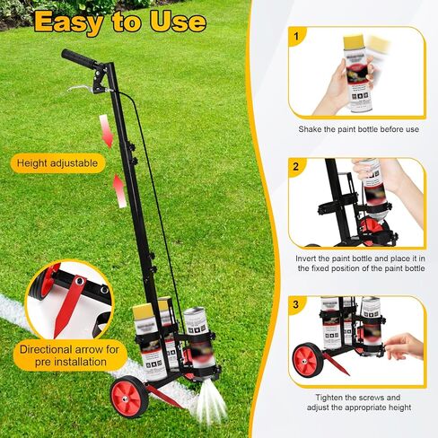 Parking Lot Striping Machine, Marking Paint Wand, Line Striping Machine with Professional Inverted Striping Spray Paint (T-Tip Nozzle), Two-Wheel, Adjustable Height in Kuwait