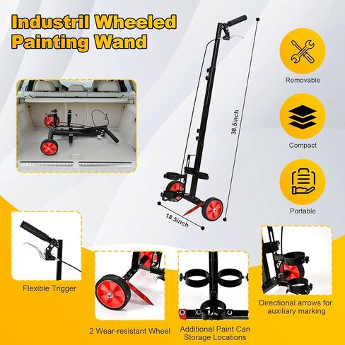 Parking Lot Striping Machine, Marking Paint Wand, Line Striping Machine with Professional Inverted Striping Spray Paint (T-Tip Nozzle), Two-Wheel, Adjustable Height in Kuwait
