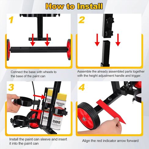 Parking Lot Striping Machine, Marking Paint Wand, Line Striping Machine with Professional Inverted Striping Spray Paint (T-Tip Nozzle), Two-Wheel, Adjustable Height in Kuwait