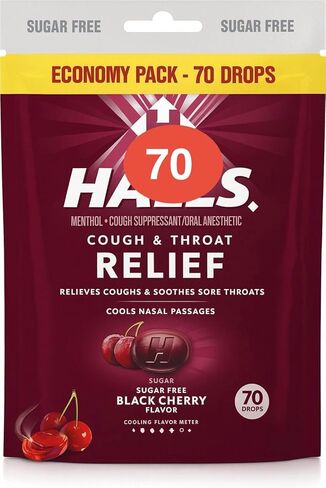 Sugar Free Black Cherry - Relief Cough Drops, Sugar Free Cough Drops, Economy Pack 70 Drops (1 Pack). in Saudi Arabia