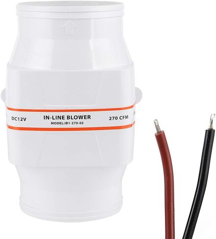 4in 270CFM Bilge Air Blower, in Line Marine DC Electric Fan, Volume Air with Sealed Motor Shaft, White ABS Plastic Construction for Boat Compartments, Galleys and Bilges in Kuwait