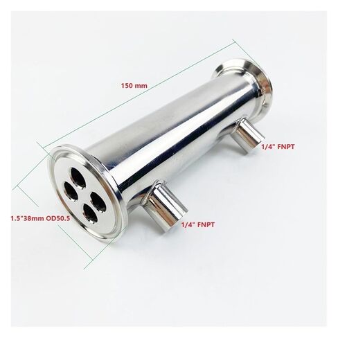 1.5 "OD50.5mm ثلاثي المشبك Dephlegmator/مكثف التقطير مع 1/4" خيط أنثى، 4 أنابيب داخل ID 8 مم، L-150mm، SS304 in Saudi Arabia